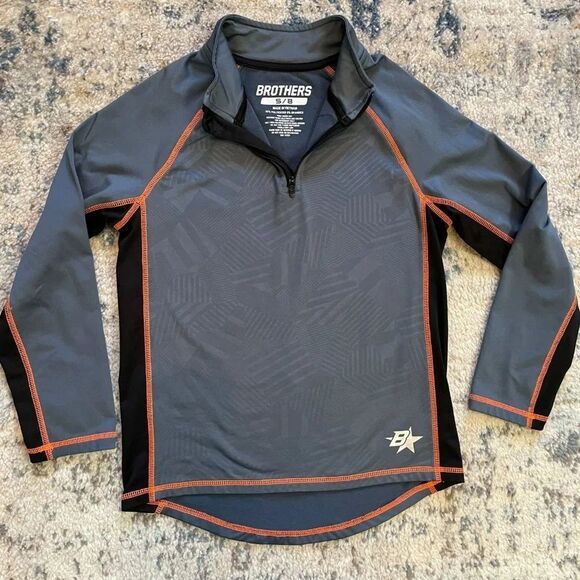 Brothers | Warm Gear Gray Black Orange 1/4 Zip Pullover Youth Small 8 Athletic - Picture 1 of 9